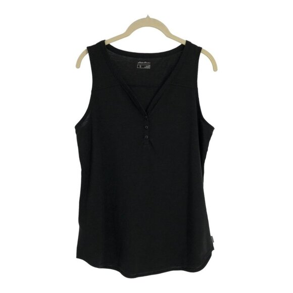 Eddie Bauer Black Sleeveless 1/4 Button Top Size M - Picture 16 of 16